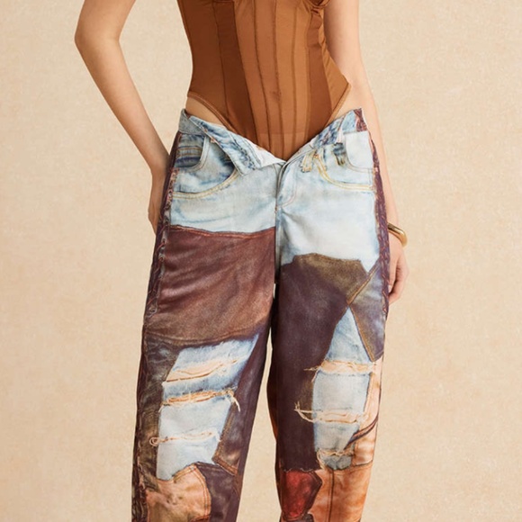 Micas Color Block Button Wide Leg Trousers - Picture 3 of 7